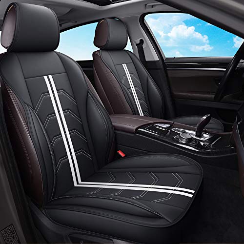 AOOG Leather Car Seat Covers, Universal Non-Slip Vehicle Cushion Cover for Cars SUV Pick-up Truck, Leatherette Automotive Vehicle Cushion Cover Waterproof Protectors Interior Accessories, Front Pair