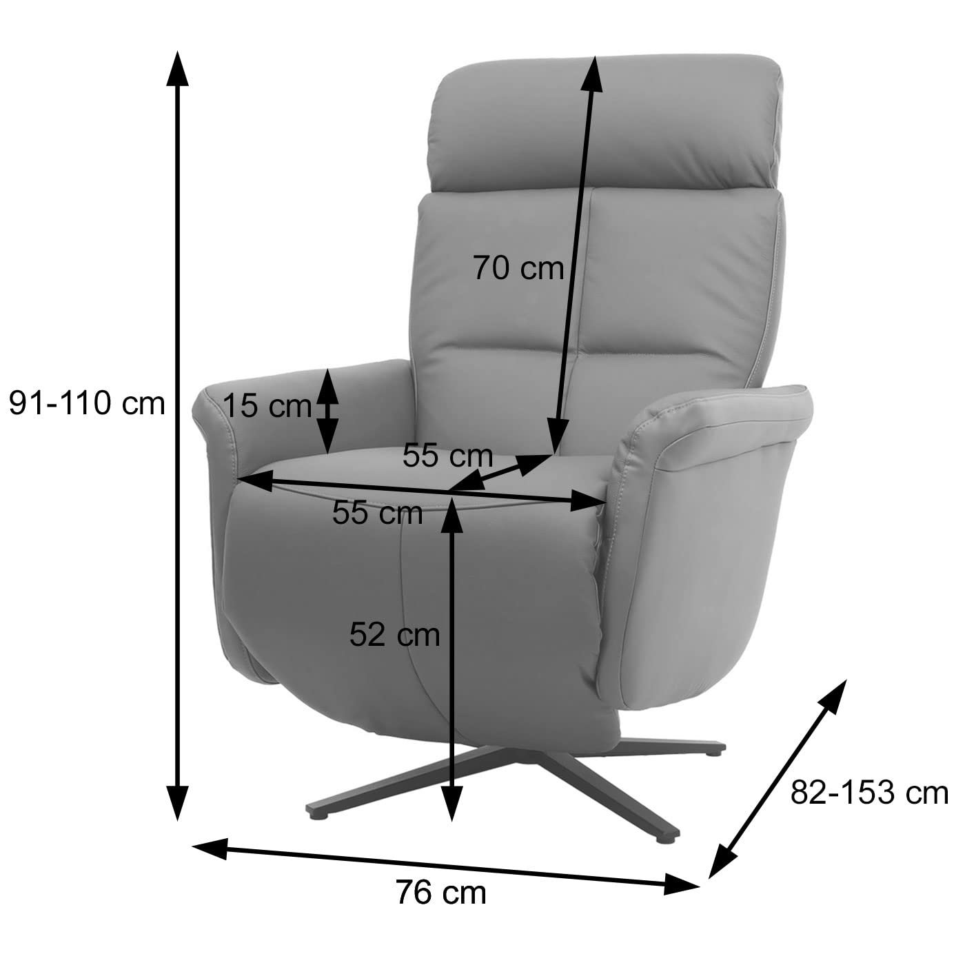 Mendler Sillón relax HWC-L10 de cuero - azul | Sillón reclinable para TV, reclinable