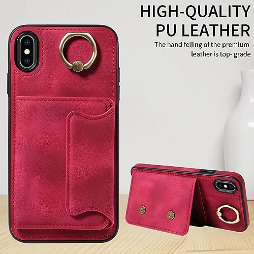 Protection durable iPhone XS Max rouge avec porte-cartes magnétique - 3