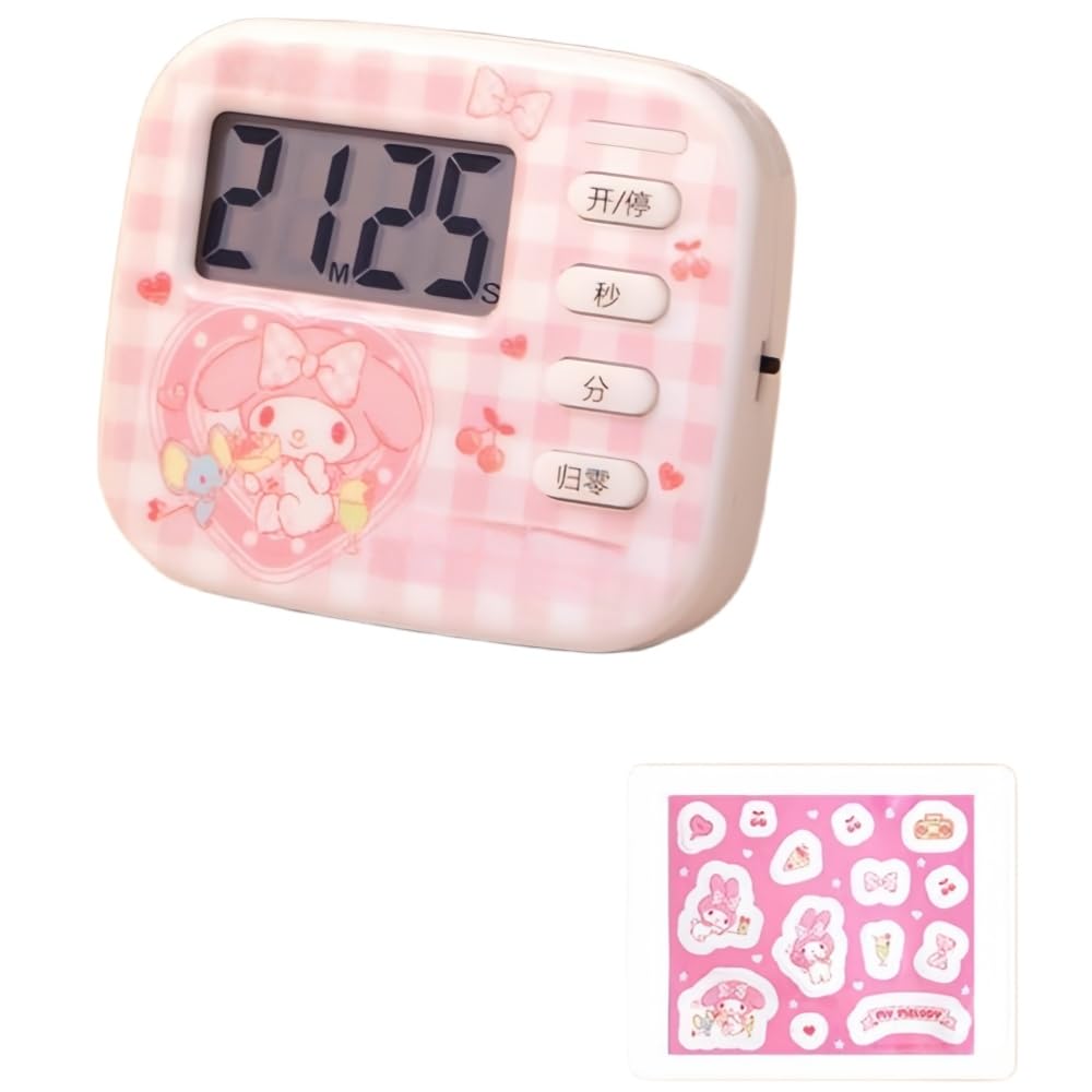 FEIFEI'S BOW Digital Kitchen Timer/Pink Timer for Kids HD Sound Quality Magnetic Stopwatch Timer for Cooking,Study,Exercise and Baking (Melo)