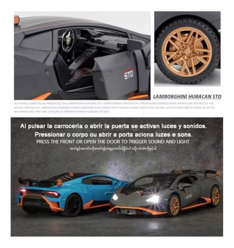 Image of VARIYA ENTERPRISE Exclusive Alloy Metal Pull Back Die-Cast Car Diecast Metal Pullback Toy Car with Openable 6 Doors,Light Music Boys Gifts Toys (1:24 Lamborghini Huracane STO-Multicolor)