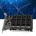 DAUERHAFT M2 NVMe SSD to PCIE X16 Adapter Card,4 Port M Key Hard Drive Converter Reader Expansion Card with 4 LED Indicators,Supports PCIE 3 0,4 0 Transmission Protocol(ph44)