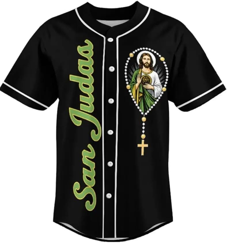 Mexican Baseball Jersey, San Judas Mexico Shirt, Sportswear Top, Sporty Button, Ideal for Sports Enthusiasts and Casual Wear