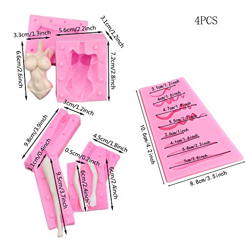 Molde de silicona para decoración de pasteles 3D de 4 piezas miniatura 2