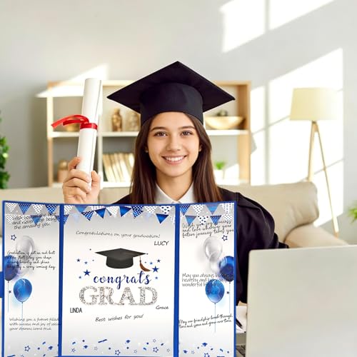 Image of Graduation Guest Book -Blue and Silver Graduation Decorations 2026 - Graduation Signature Book - Congrats Grad Graduation Party Decorations Favor Supplies -Class of 2026 Guest Book to Sign