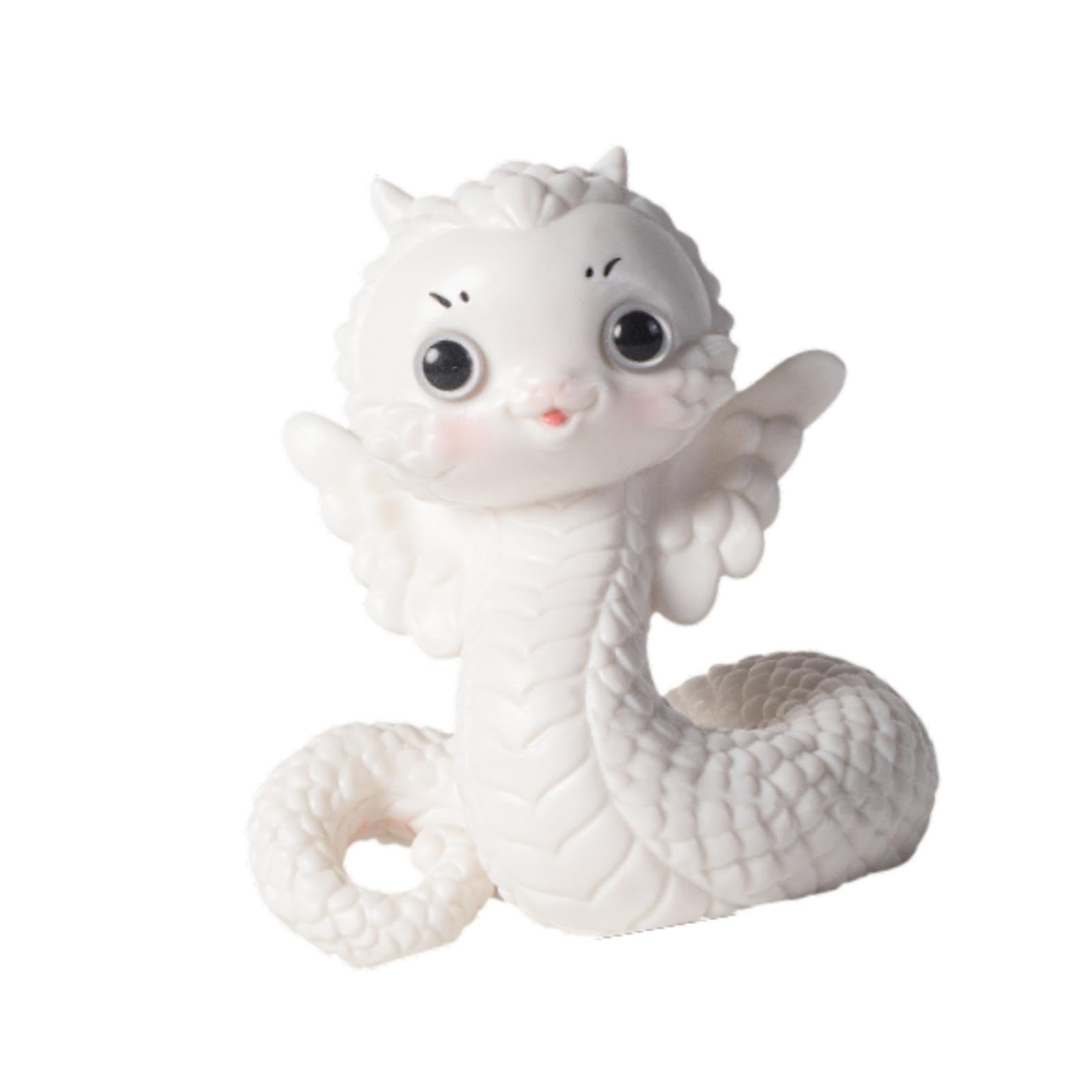 Twisaxc White Snake Miniature Sculpture Lightweight 2025 New Year Table Ornament 2025 Chinese New Year Cartoon Snake Statue Decor, 8.5X7.5x10.2cm