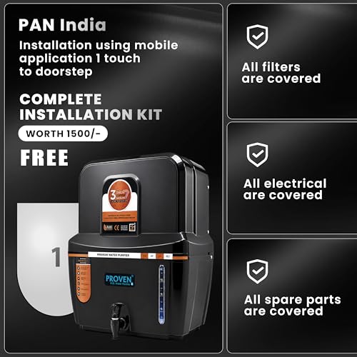 Image of Proven Swift Zinc Copper Alkaline Water Purifier | Food-Grade ABS 12L Storage Tank | Advanced Technology | Made in India | Black Opaque | 1-Year Warranty