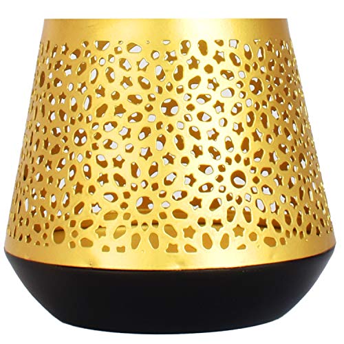 Orientalische goldene Laterne Windlicht Ceuta 12cm groß | Marokkanische Gold Gartenlaterne für draußen Innen als… – Bild 6