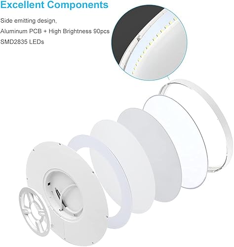 Miniatura 4 de Lámpara de techo LED de 9 pulgadas, 5000 K, luz blanca diurna, 18 W, 1800 LM, lámpara de techo redonda plana y moderna, lámpara de techo blanca para