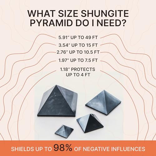 Pyramide en shungite de 5 cm avec gravure cube de Métatron pour la protection - 7