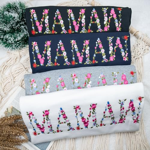 Embroidery Floral Mamaw Sweatshirts For Grandma Gift Sweatshirt From Grandkids Flower Gift Mothers Day Christmas3