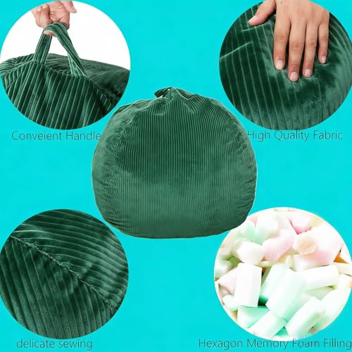 Image of Bean Bag Chair, 4FT Round Memory Foam Filled Bean Bag for Teens & Kids, Ultra Soft Faux Fur Fabric Bean Bag Chairs for Playroom, Living Room, Bedroom, Dark Green