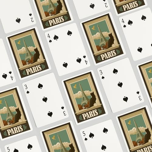Naipes poker Paris Francia Torre Eiffel y gato miniatura 4