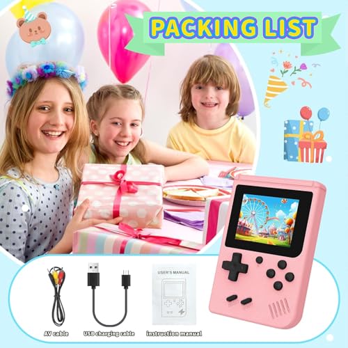 Image of Retro Handheld Games Console Built-in 400 Video Games, Portable Handheld Emulator with 3.0 Inch Screen, Mini Travel Retro Gaming Consle (Pink)