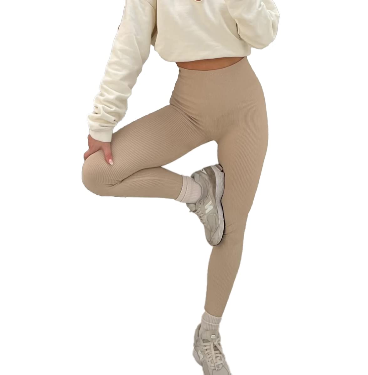 Crazy Fashion Ribbed Black High Waisted Leggings for Women Soft Tummy Control Legging Soft Elastic Sports Workout Gym Running Yoga Stretchy Pants UK