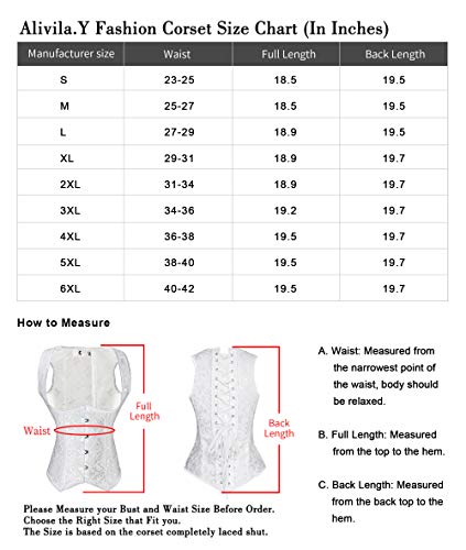 Alivila.y Fashion Womens Steel Boned Brocade Underbust Corset 2989-White-4Xl #TOP4