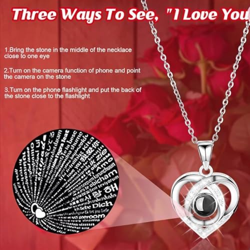 preserved red rose in a acrylic box with i love you necklace gift set3