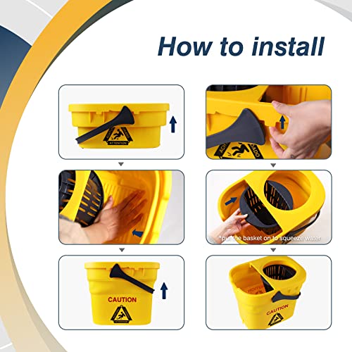 Yocada Commercial Mop Bucket With Wringer Portable Collapsible Plastic Mop Bucket Cleaning Washing Bucket For Cotton Mop #TOP1