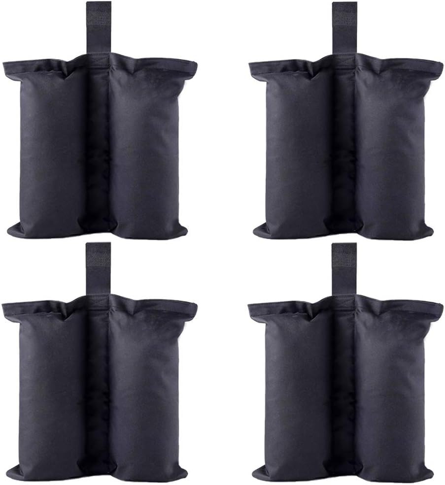 UCARE 4 Pack Gazebo Weights Sand Bags 600D Heavy Duty Sandbag Weights Sand Weight Bags for Pop up Canopy Tent with Velcro for Canopies, Gazebos, and Patio Furniture Black