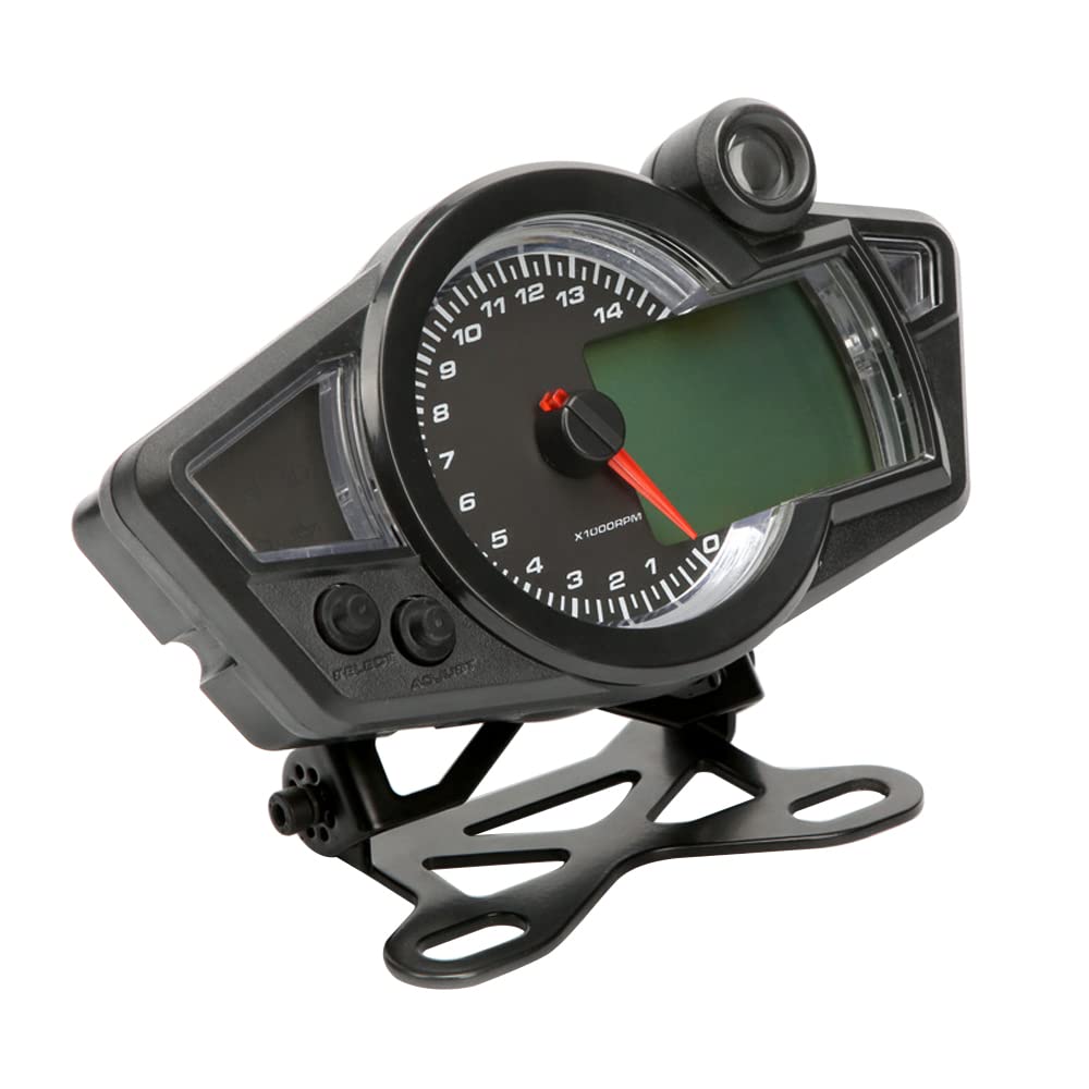 Baceyong 12V 0-14000 tr/min Universel LCD Numérique Moto Odomètre Tachymètre