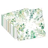 Mezrkuwr 20 Stück Servietten Eukalyptus, Servietten Hochzeit, Serviette zur Taufe, Kommunionsserviette, Tisch Dekorationen Grün Vintage Papierserviette Einweg Napkins