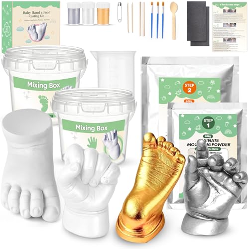 Sortnic Baby Casting Kit Hands and Feet Mold (4 Pack) Newborn Hand Footprint Baby Keepsake 3D Plaster Hand Mold Casting Kit for Babies 0-9 Months First Time New Mom Gifts Baby Shower Birthday Gift