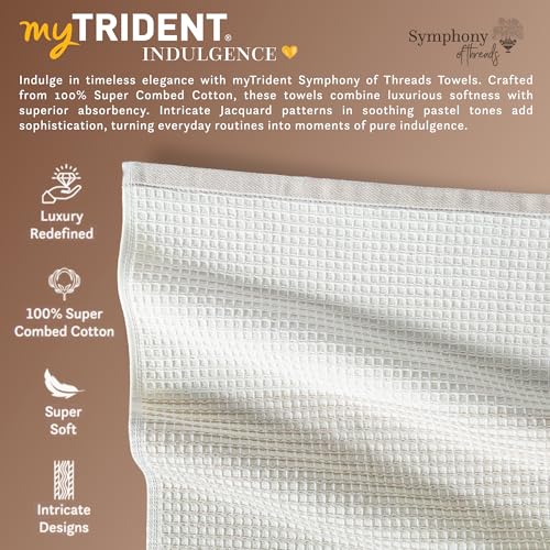 Image of MYTRIDENT Symphony of Threads Hand Towels, 40 cm x 60 cm, 2 Pc, 100% Cotton, 625 GSM, Super Soft, Absorbent, Aven