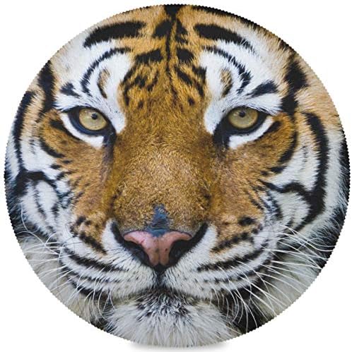 Kaariok Tiger Animal Eye Print Round Placemats for Dining Table Set of 4 Non Slip Place Mats for Kitchen Table