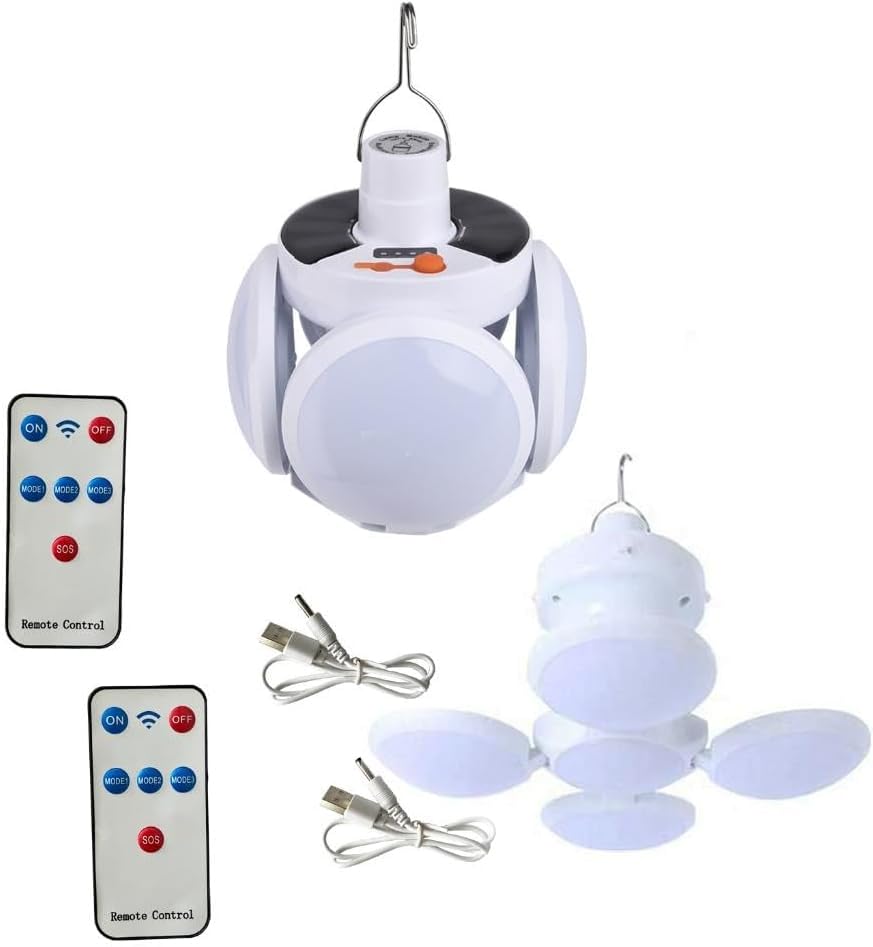 Lightahead Solar & USB Charging Lantern Hanging Foldable Lamp with Bright LED Lights and Remote Control (Set of 2)