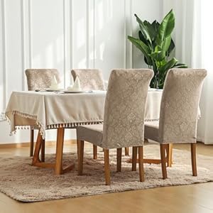 FORCHEER Chair Covers for Dining Chairs Set of 6,Velvet Beige Stretch Dining Room Chair Cover Kitchen Parsons Chair Slipcovers (Pack of 6, Velvet Beige) FORCHEER Chair Covers for Dining Chairs Set of 6Velvet Beige Stretch Dining Room Chair Cover Kitchen Parsons Chair Slipcovers Pack of 6 Velvet Beige