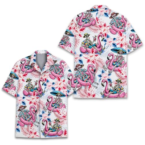 Mens Hawaiian Shirt, Tropical Raccoon Hawaiian Shirt Casual Button Down Holiday Beach Summer Short Sleeve Shirt3