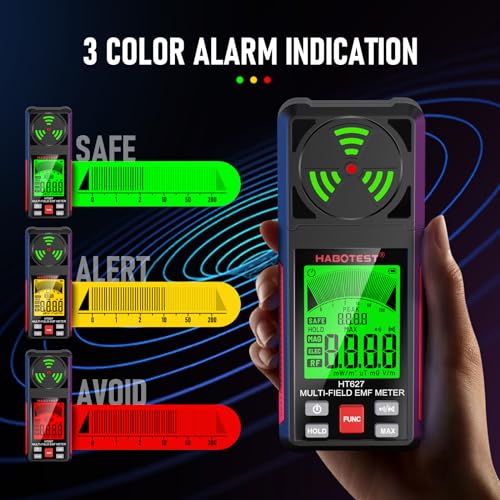 3-in-1 EMF Meter, Radiation Detector with Data Hold, Mute Function & Max Value Storage. Measures EF, RF - Image 4