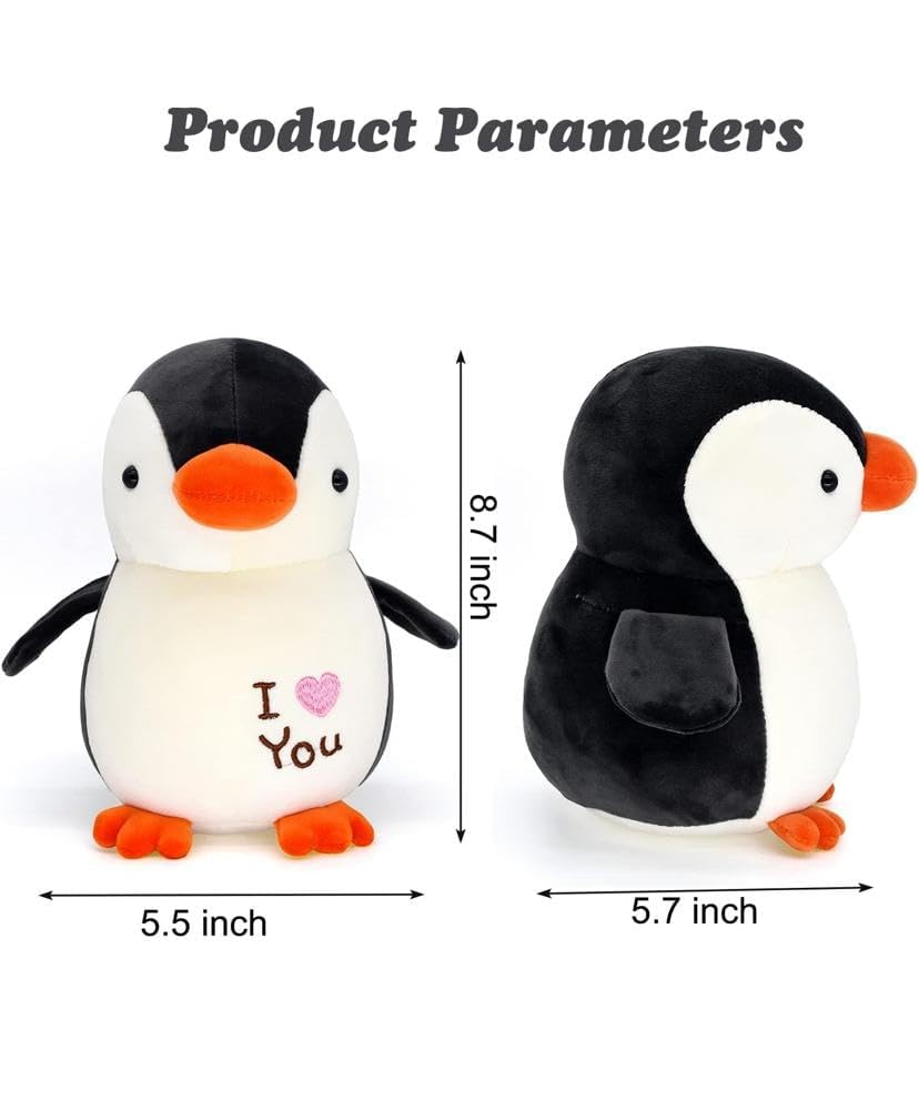 Image of HUG 'n' FEEL SOFT TOYS Love Penguin 22cm Soft Toy Plush Toy | Stuffed Animal | Ultra Soft, Huggable & Cuddly Gift for Kids, Girls, Boys | Perfect for Birthday, Valentine's Day