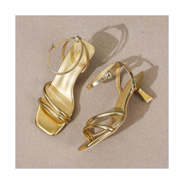 Amoji Women 2.5 Inch Kitten Heels Two Strap Party Wedding Dress Shoes FZ327