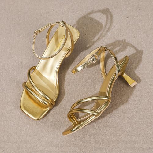 Amoji Women 2.5 Inch Kitten Heels Two Strap Party Wedding Dress Shoes FZ3272