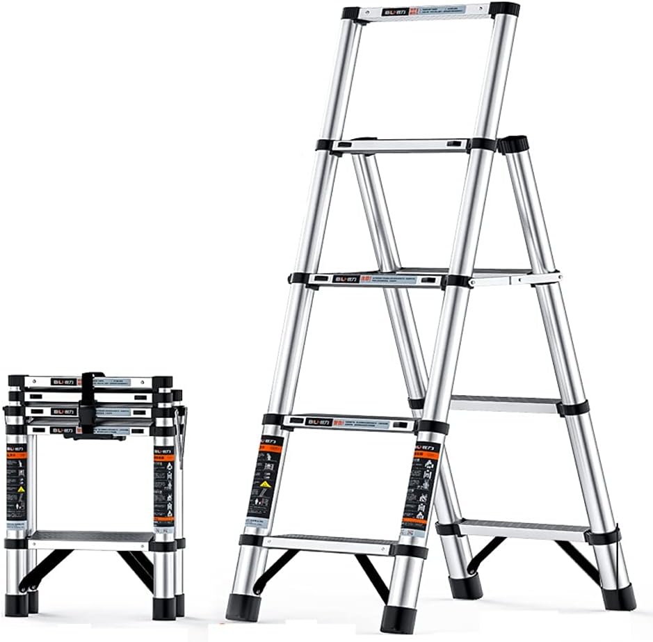 Telescoping Extension Ladder,Telescoping Ladder Aluminum Extension Step Ladder Folding Telescopic Ladder A Frame Telescoping Ladders,W/Extra Wide Steps and Anti-Slip Feet Ladder