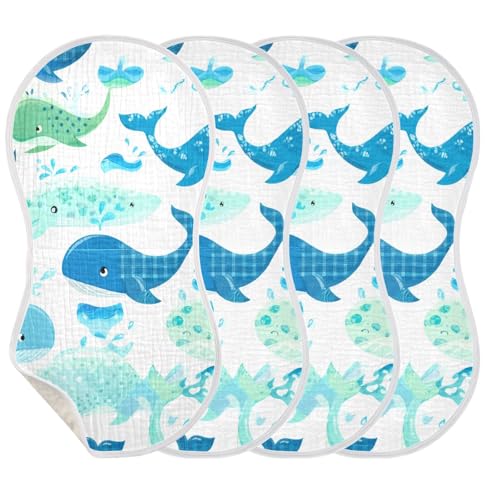 4 Pack Baby Burp Cloths, Soft Absorbent Burping Cloths for Babies, Cotton Milk Spit Up Rags, Large Size for Newborns, Baby Boys and Girls (Playful Repeat Print)3