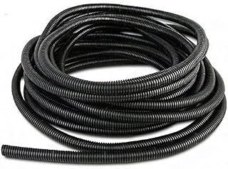 25M Split Loom Conduit Cable PP Polyethylene High Temperature Corrugated Wire Tube Protection Pipe Hose Flexible Car Tubing Cable Convoluted Cover Black Inner Ø6.5mm/0.25inch,Outer Ø10mm/0.39inch