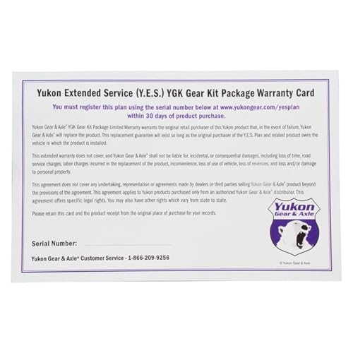 Part Synergy Replacement for Yukon Extended Service Plan Warranty for Yukon Gear Kits YESYGK