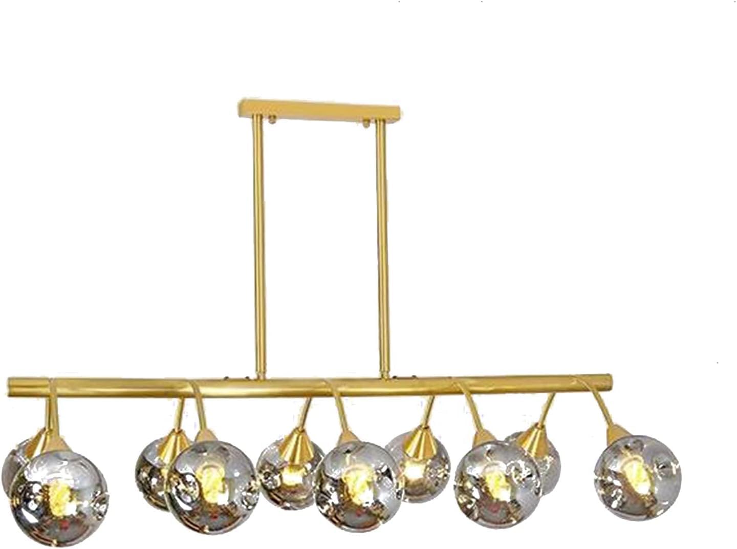 Modern E27 Metal Ceiling Light Fixture, Mid Century Industrial Brushed Brass Chandelier Pendant Lighting for Kitchen Island, Dining Room, Living Room, and Hallway