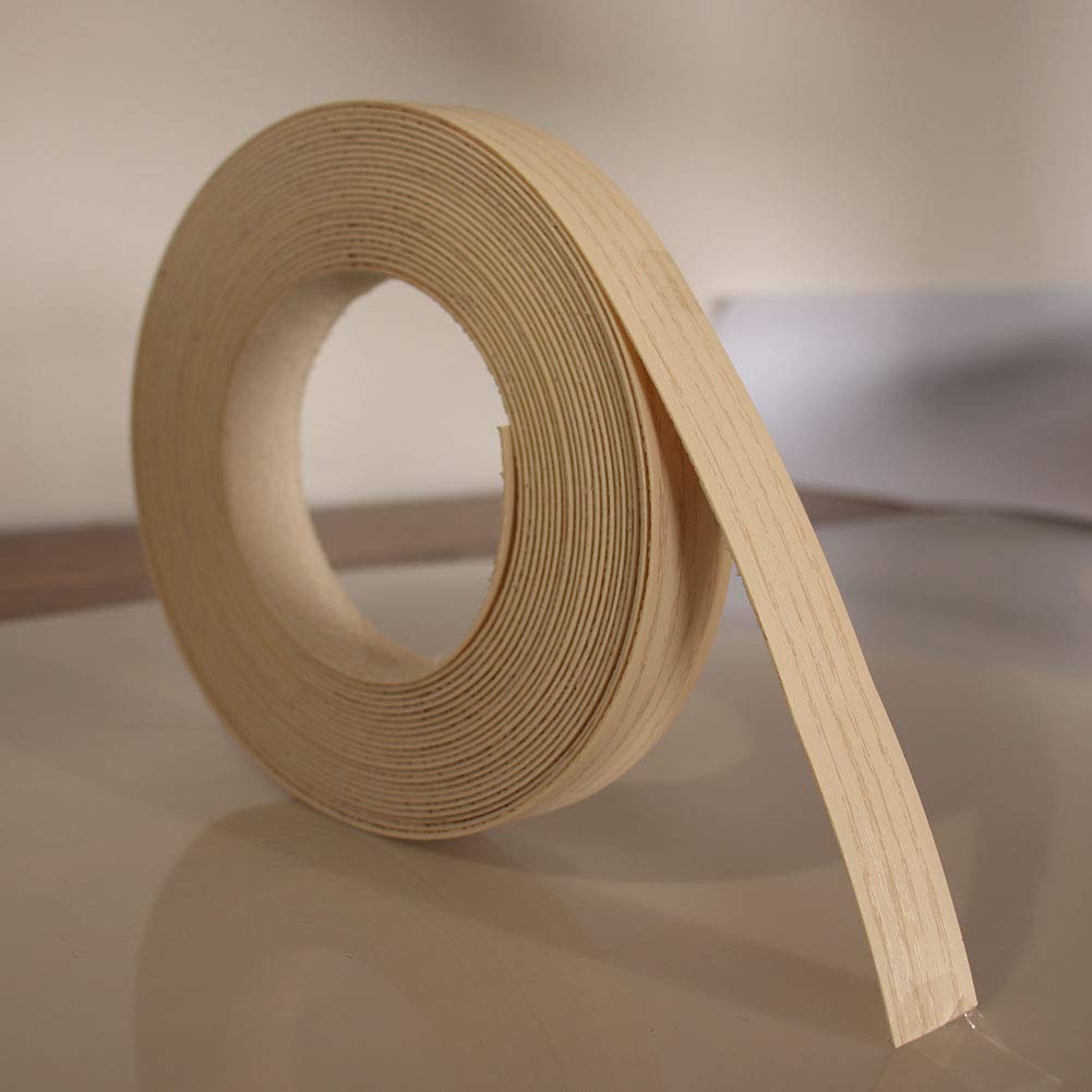 Plywood Edge Banding, KAIISSA Preglued Veneer Door Edging Tape 22mm x 10 M Roll Ironon Veneer