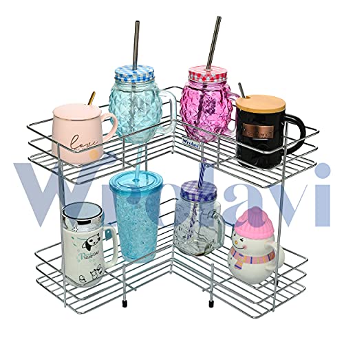 Image of Kitchen Corner Rack Organizer | Stainless Steel 2 Tier L Shape Stand for Masala Dabba, Spice Jars & Utensils | Multipurpose Kitchen Storage Shelf & Bathroom Corner Rack | Rust Free