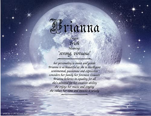 Moonlit Night - Personalized ANY First Name Meaning Keepsake Print 8.5" x 11" | Artwork Home Decor Kids Room Purple Moon Nightlife