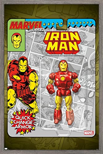 Poster Iron Man Marvel Toy Vault par Trends International 37x56 cm encadré Barnwood