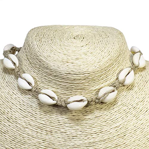 BlueRica Braided Hemp Cord Choker Necklace with Cowrie Shells2