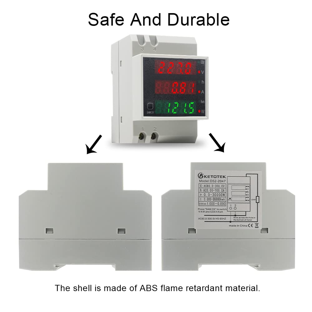KETOTEK Power Meter Single Phase Energy Meter Electricity Usage Monitor