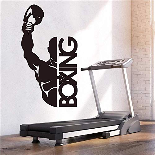 Boxe Boxer Lutte Sticker Mural Gym Fitness Exercice Vinyle Sticker Entraînement Sport Art Décor 82X45Cm