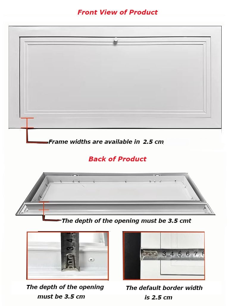 Ściana, sufit, poddasze, panel drzwiowy do płyt kartonowo-gipsowych, ze stopu aluminium, osłona otworu, płyta wciskana, aby otworzyć, do usług hydraulicznych, łazienkowych (45 x 55 cm)