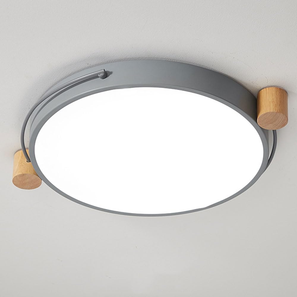 SHUANGZ Macaron Modern Acrylic LED Ceiling Lamp Wooden Decoration Round Ceiling Light Dimmable Design Energy Saving Lamp Flush Mount Lighting Fixture for Kids Bedroom Living Room Restaurant