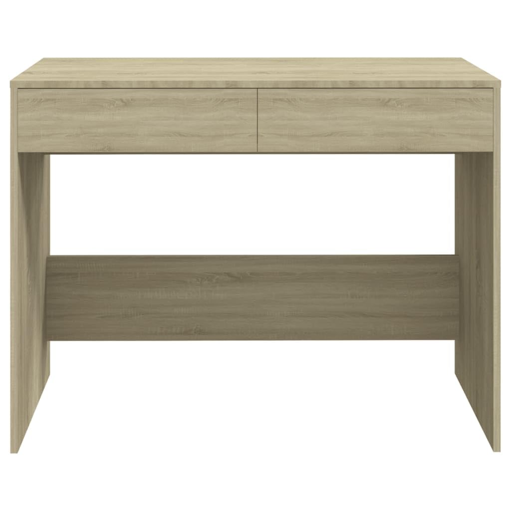 Scrivania in rovere Sonoma, 101 x 50 x 76,5 cm, con 2 cassetti, scrivania per computer e gaming, per ufficio, studio e home office, con spazio di archiviazione e robusto piano del tavolo